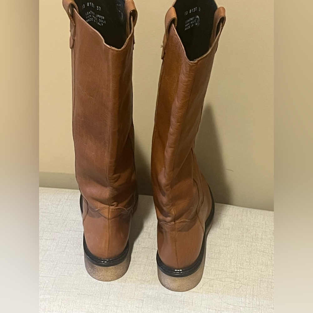 Boemos Italian Leather Tan Tall Riding- Style Boots, made in Italy, Euro Size 37 - Picture 3 of 8